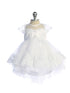 Baby Girls Floral Appliques Embroidered Leaves Layered Tulle Skirt Flower Girl Dress 6-24M